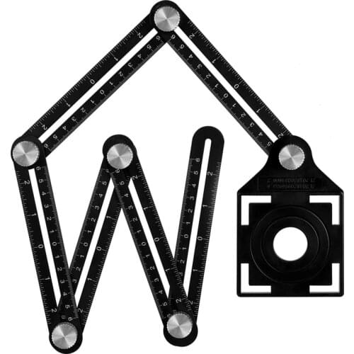 Aluminium Alloy Angle Ruler Finder Measuring Ruler 6-fold Perforated Mold Template Tool Izer Locator Drill Guide Tile Hole