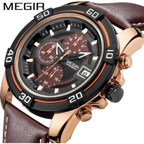 MEGIR New Trend Fashion Waterproof Chronograph Three Eye Sports Design Calendar Quartz Watches Wrist Relogio Masculino 2023G