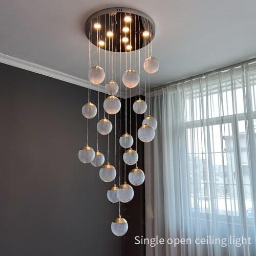 DT Stair chandelier creative Nordic living room modern minimalist apartment lamps duplex building hollow long pendant lights