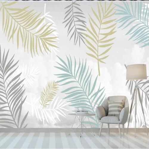 Custom Wall Cloth Simple Color Plant Leaves Oil Painting Wallpaper Living Room Bedroom TV Background Wall Decor Mural 3D Fresco