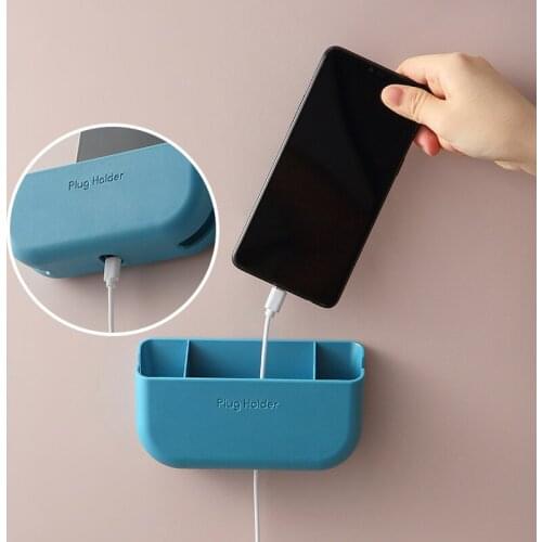 Wall-Mounted Storage Box Mobile Phone Plug Holder Multifunction Storage Rack Storage for Air Conditioner Tv Remote Control Brush