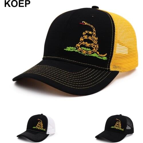 KOEP New Type Dont Tread No Me Snake Hat For Women Men Black White Summer Baseball Cap Cool Mesh Snapback Dad Hats Free Shipping
