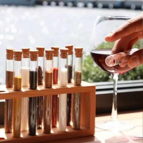 Spice Organizer 8-12 Pices Wooden Stand Glass Tube Mushroom Cover Kitchen Accessories Spice Jars Set Glass Sugar Bowl Salt Jar