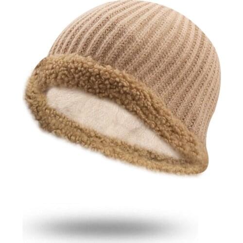 Simple Women Men Lamb Plush Winter Warm Hat For Adult Unisex Outdoor New Wool Knitted Beanies Skullies Casual Cotton Hats Cap