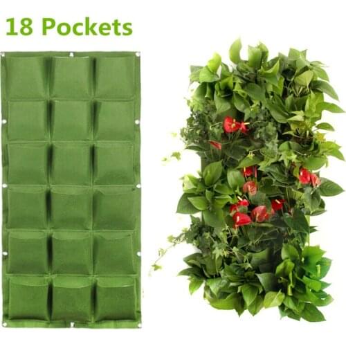 Garden Tools 18 Pockets Vertical Wall-mounted Planting Bags Non-woven Fabrics Garden Planter Green Wall Hanging Bags
