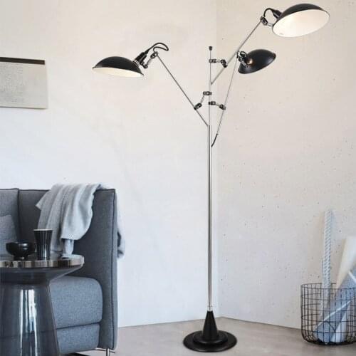 Modern Black Metal Floor Lamp Bar Villa Hotel Home Living Room Reading Bedroom Beside Standing Light LED Suspension Lamps FA157