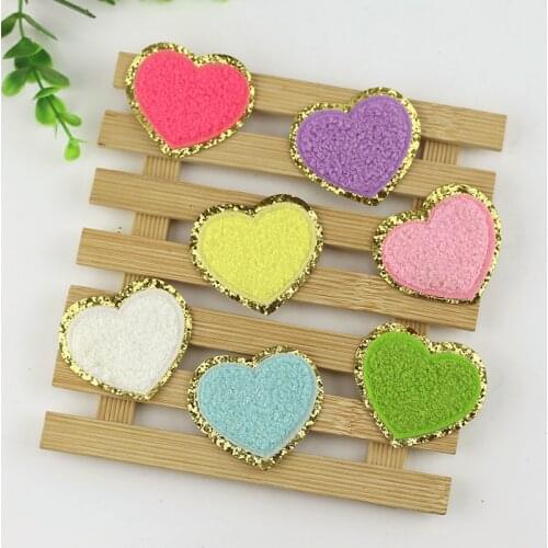 2PCS/lot Heart Towel Patches Iron on Sticker For Clothes Dress Embroidery Sequined Appliqued For Women Accessories Badges Decor