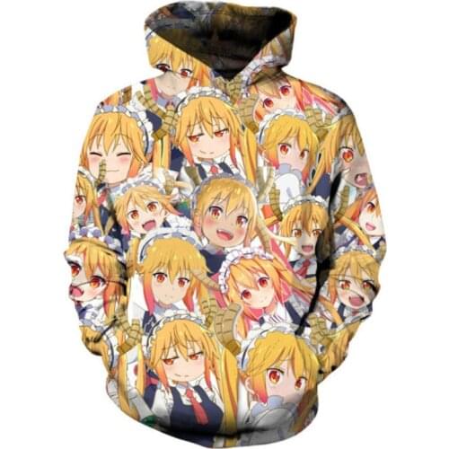 Miss Kobayashis Dragon 3D Hoodie Cosplay Kanna Kamui Tohru Pullover Kobayashi san Chi no Maid Dragon Hoodies Sweatshirt Tops