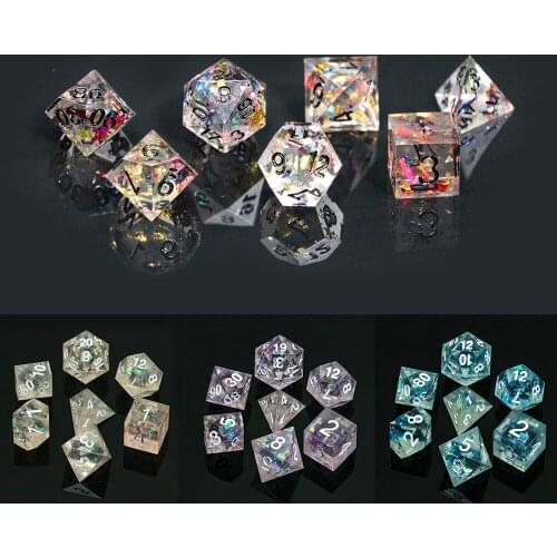 Top Grade Handmade Colorful Sharp Edge and Beautiful Dice Set 7pcs/set D4-D20 with DND RPG Gift Boardgames