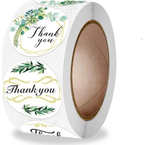 Greenery Thank You Stickers 8 Designs 500pcs Leaves Label Stickers for Wedding Favors, Small Business, Bakeries, Handmade Goods