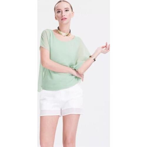 2020 Women Chiffon Blouses And Shirts Office Ladies Summer Fashion Casual Batwing Shirts Plus Size Short Sleeve Shirts Slim 7XL