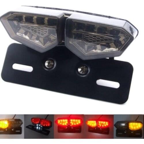 12V Smoke 20 LED Motorcycle Brake Tail Turn Signal License Plate Integrated Light