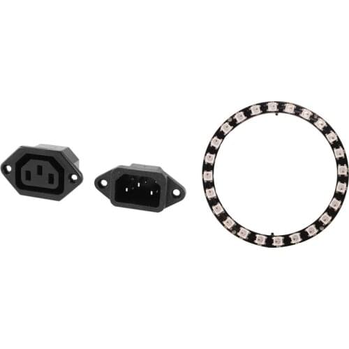 2 Pcs Chassis Panel Mount Plug Connector & 1 Pcs 24Bit Ring Rgb Led Ring 5050 Built-In Integrated Driver