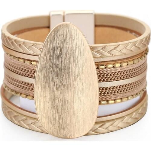 2020 PU Leather Bracelets For Women Magnetic Buckle Wristband Multilayer Wrap Female Bracelet Bangle Jewelry Gifts pulseras