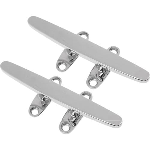 2x Marine Grade Stainless Steel Bollard Sleek Line Cleat Open Base Boat Deck Mooring 8 inch