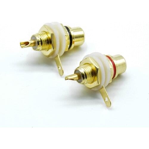 4pcs/2Pairs red+black RCA Female Socket Connector Chassis Panel Mount Adapter Audio Terminal Plug 3.5mm Plug AV Plug