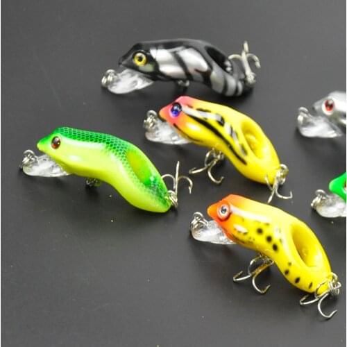 Lots of 6pcs 5.5cm 8.8g Hard Fishing Lures Frog Baits 8# Hook Mixed Colors New