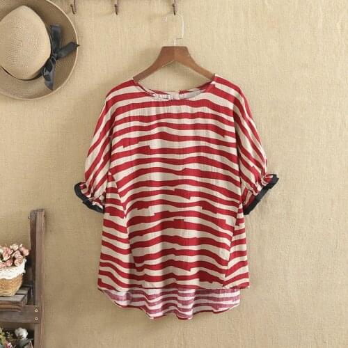 Plus Size Shirts Summer Tops Oversized Cotton Fabric Zebra Print Looser Short Sleeves Shirt Large Size Clothes Extra Large Shirt