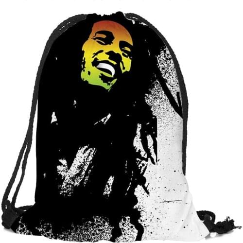Custom Bob Marley Drawstring Bag Silk Soft Bag Large Sapacity Custom Logo Printing Backpack More Size