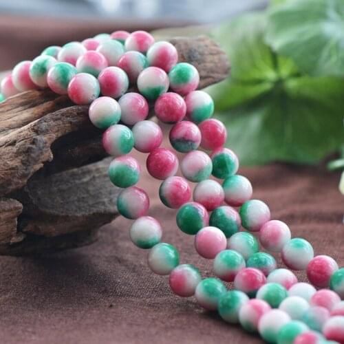 Joanlyn Grade A Natural Multi Tones Red White Green Jade Beads 6mm 8mm 10mm 12mm Smooth Polished Round 15 Inch Strand JA59