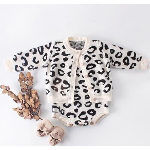 Infant Girls Summer Bodysuit Clothes Baby Girl Leopard Suspender Jumpsuit Cotton Knit Romper Trendy Clothing 0-24M