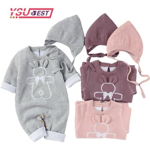 Baby Rompers Knitted Infant Boys Girls Jumpsuits Bear Autumn Winter Soft Warm Newborn Overalls One Piece Toddler Kids Playsuits