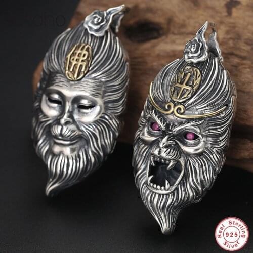 Buddha Magic Pendant 100% 925 Sterling Silver colour Jewelry Men Women Vintage colgante piedra Necklace Pendant making