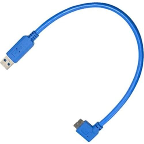 LBSC 30 cm USB 3.0 A Male Plug to Micro B Male 10 Pin 90 Degree Right Angle Short Cable