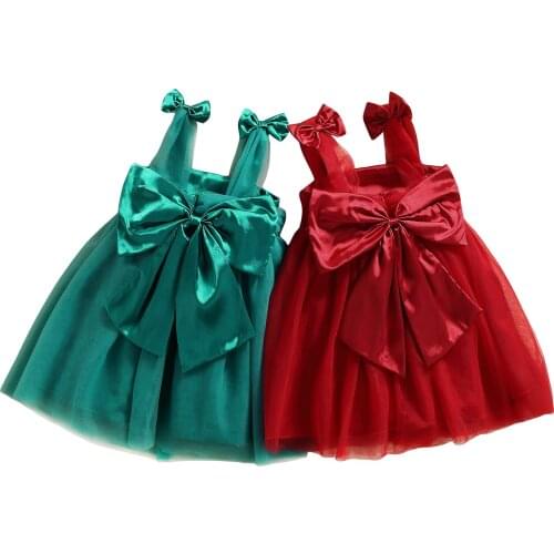 Citgeett Summer Solid Princess Kids Baby Girls Dress Strap Sleeveless Big Bowknot Lace Tutu Sundress Clothes 0-5Y