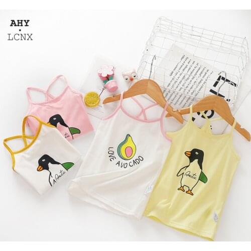 2020 New Summer Girls Tank Cotton Kids Top Baby Singlet Underwear Camisole Cartoon Penguin Children Undershirt Toddler Clothing