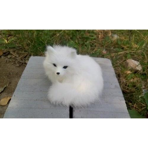 Simulation fox model,polyethylene&furry furs 13x12cm white fox toy, prop,home decoration Xmas gift w4219