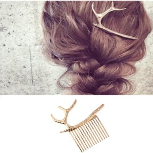 Shuangshuo Fashion Hair Combs Deer Horn Hairpin Wedding Hair Accessories Hair Clip Animal Antlers Hair Comb Christmas Gifts