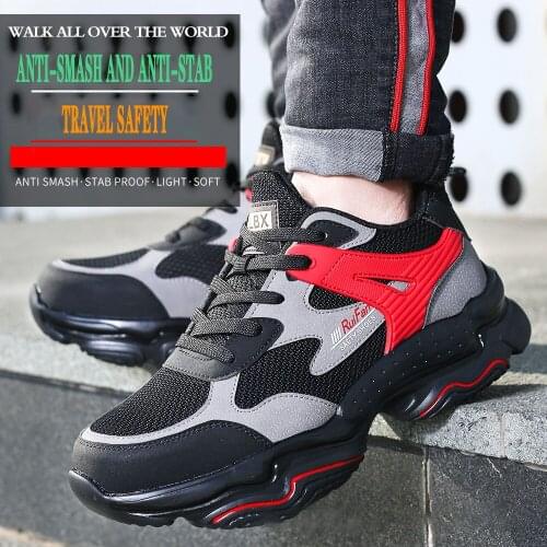 Male Work Safety Boots Steel Toe Work Shoes Safety Shoes Men Anti-puncture Work Boots Men Breathable Mens Boots Safety Sneakers
