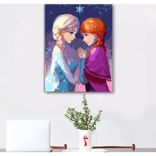 Painting by numbers art paint by number Diy Frozen Elsa and Anna illustration hand-filled color decoration painting oil paintin