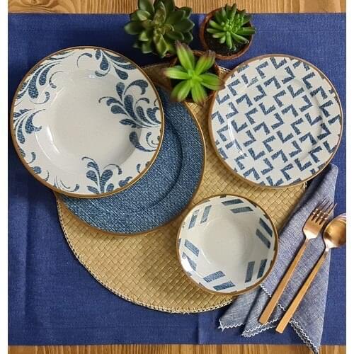 24 piece Dinnerware Plates Kitchen Products Kitchen Decoration Porcelain Ceramic Plate Set Flatware Dinnerware