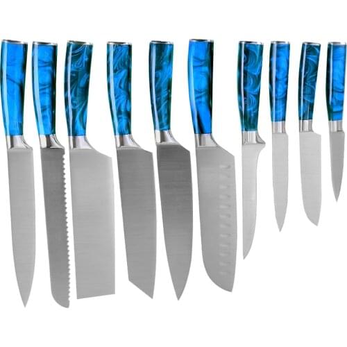 10pcs knives sets kitchen cooking knife set resin santoku slicer chef boning utility paring nakiri professional cutting tool