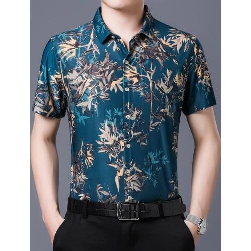 New Summer Cheap Fashion Printing Clothes Short Sleeve Casual Floral Shirts Mens Dress Shirts