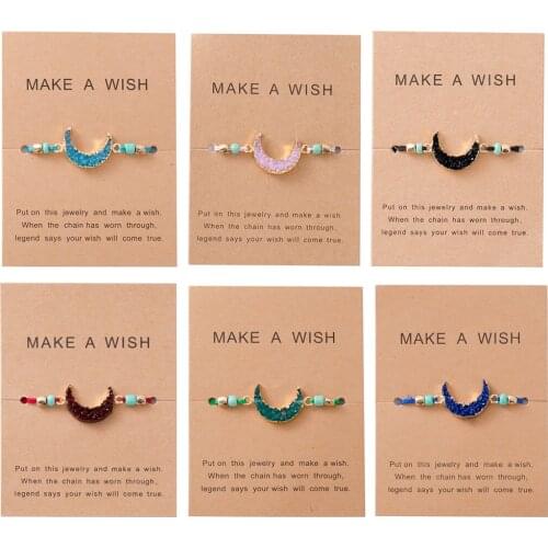 Eif Dock 2020 Handmade Cardboard Colorful Moon Shape Resin Crescent Moon Weaving Bracelet For Womens Fashion Jewelry Gift