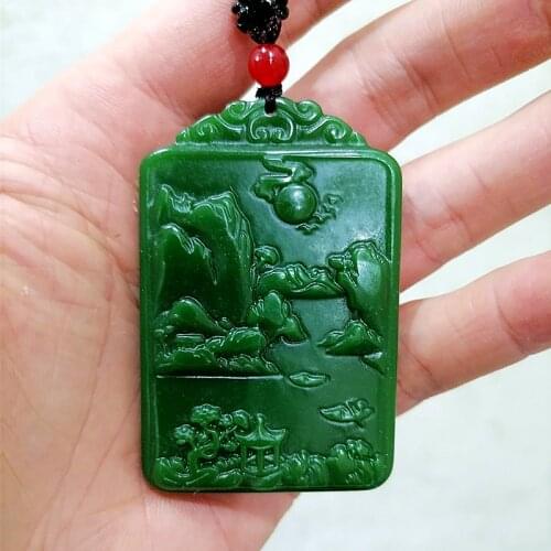 Natural Black Obsidian Hand Carved Nine Tailed Fox Jade Pendant Fashion Boutique Jewelry Mens and Womens Fox Necklace