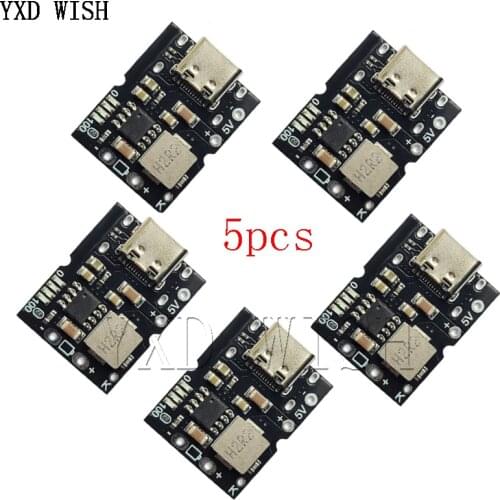 5pcs 5V 2A Type-C USB Boost Converter Step-Up Power Module Lithium Battery Charging Protection Board LED Display USB DIY Charger