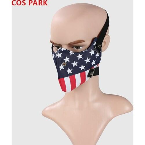 PU Mask Leather Dust Mask Creative Stars And Stripes Flag Spikes Locomotive Mask Belt Mask Personality Cosplay Halloween Gifts