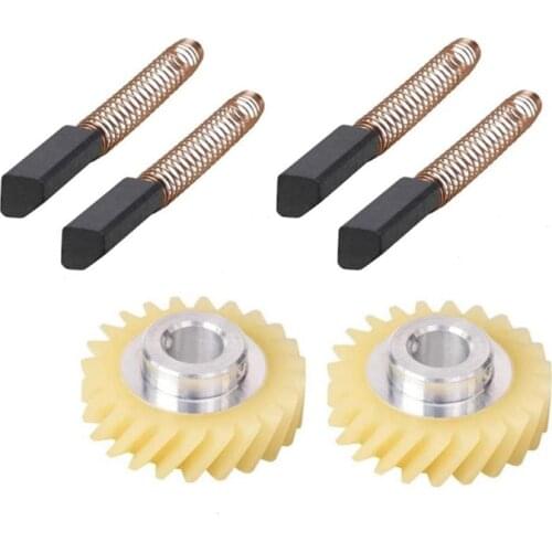 W10112253 9706416 Motor Brush W10380496 4162897 Mixer Worm Drive Gear for Kitchenaid Stand & 2 Pair of Motor Brushes