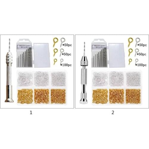1 Set Pin Vise Precision Hand Drill Tools with Twist Drill Bits Screw Eye Pins for Resin Casting Mold Polymer Clay DIY Jewelry K