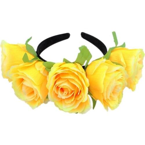 Bridal fashion headband wedding dress accessories prom party queen hair accessories emulation rose flower headdress