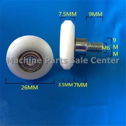 SWMAKER M6 *26*7.5mm with screw R type plastic nylon package pulley with bearing 608 for flat Flat roller wheel