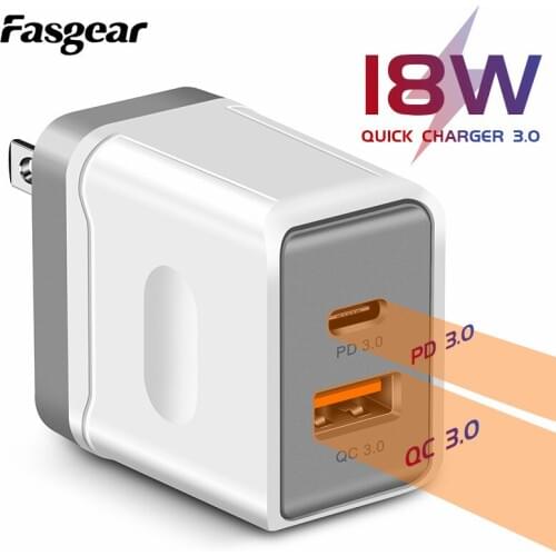 USB Fast Charger Quick Charge 3.0 PD 3.0 US Plug Wall Mobile Phone Tablet Adapter for iPhone Samsung Xiaomi charging charger