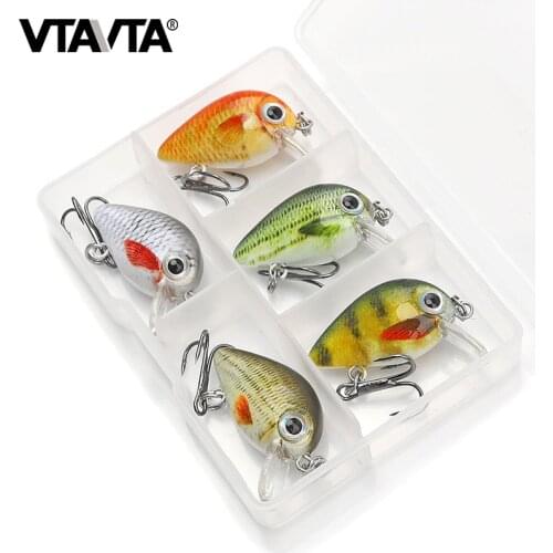 VTAVTA Mini Crank Bait 5pcs Floating Wobblers for Fishing Lure Set of Wobblers Artificial Bait 1.5g Fake Fish Hard Lures Minnow