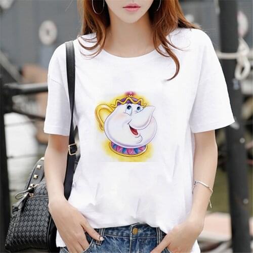 New Fashion Mrs.Potts Tshirt Women Summer Short Sleeve Casual O-neck Tshirts Beauty and The Beast Graphic T-shirts Tees Top