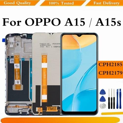 LCD For Oppo A15 LCD Display Screen Touch Digitizer Assembly For OPPO A15S CPH2185 LCD Display Replacement With Frame Spare Part