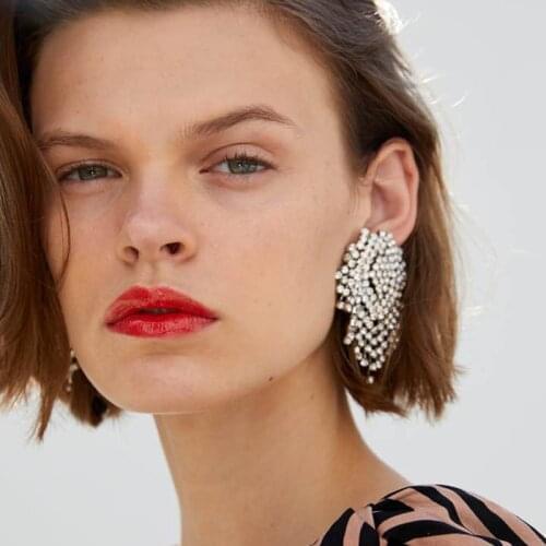 Ztech New Design Trendy Luxury Full Crystal 7 Colors Big Tassel Earrings Women Wedding Party Jewelry Wholesale Brinco Oorbellen